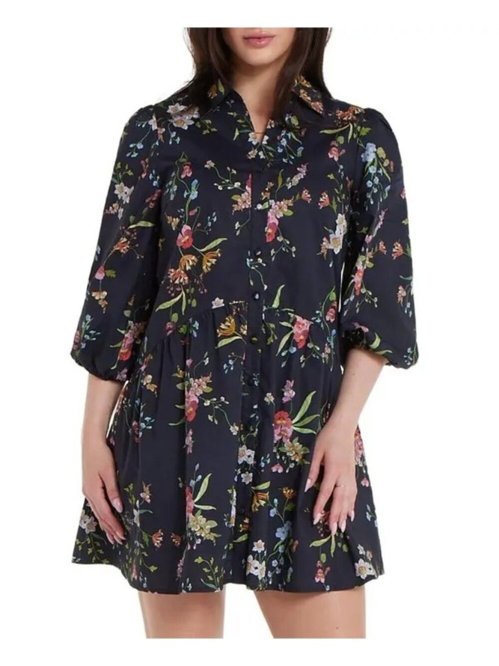 HERMOZA Katie Mini Dress Black Meadow Size Medium NWT